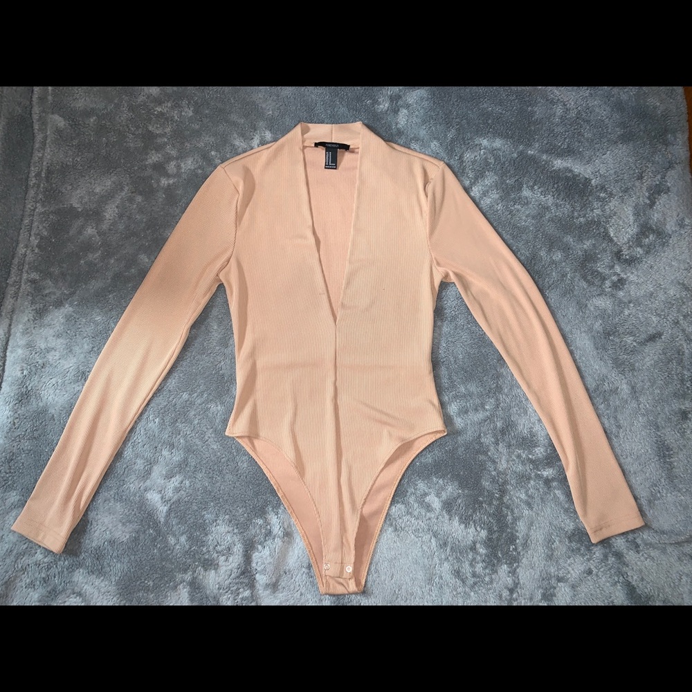 Deep-V long-sleeve bodysuit